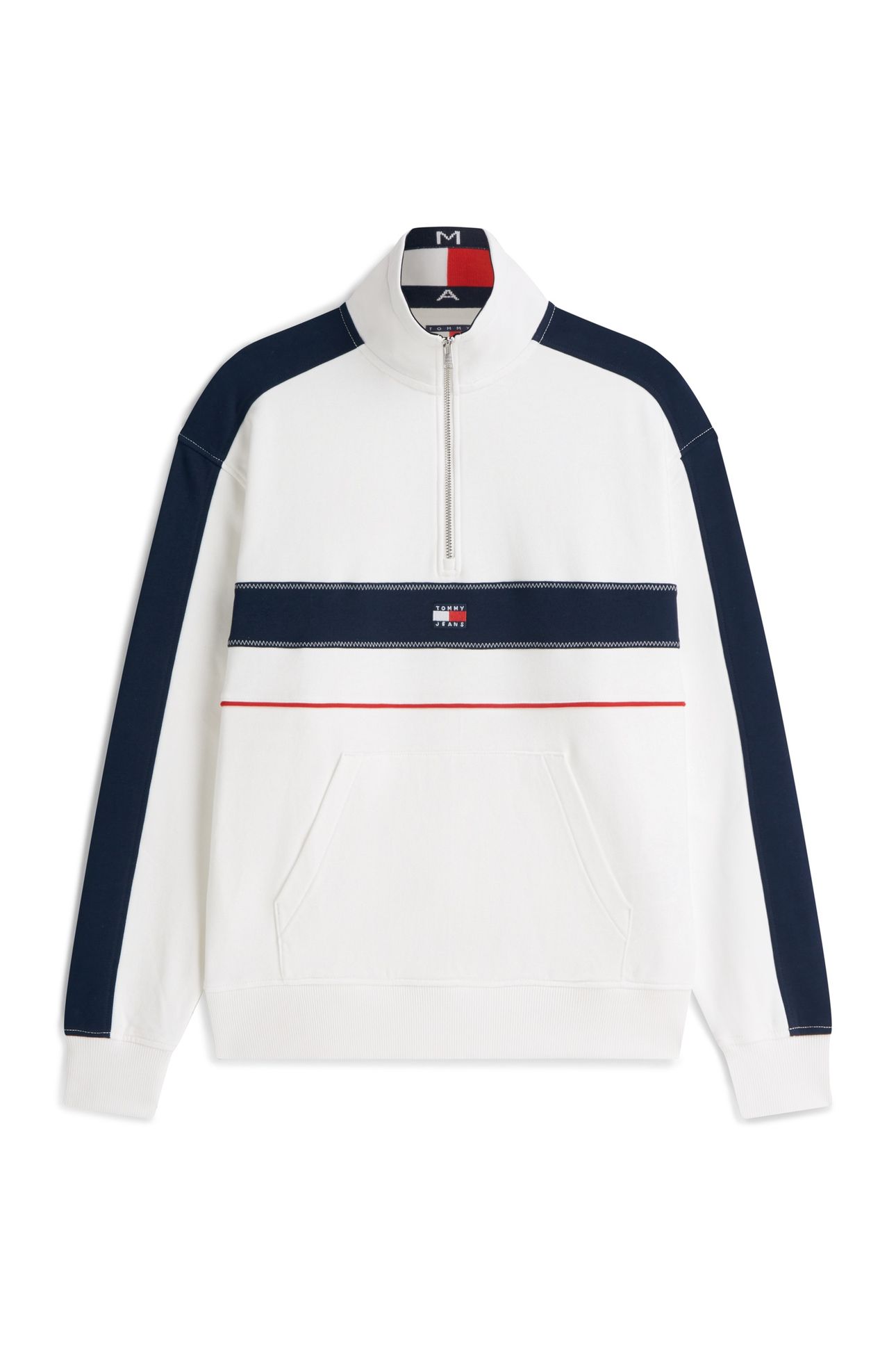 RELAXED COLORBLOCK QUARTER ZIP ECRU 4