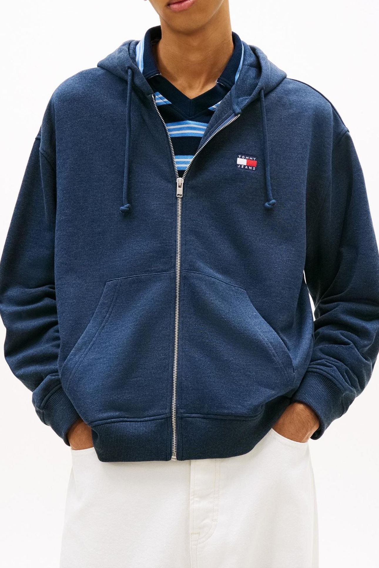 90S BADGE ZIP-THRU HOODIE DARK NIGHT NAVY 1