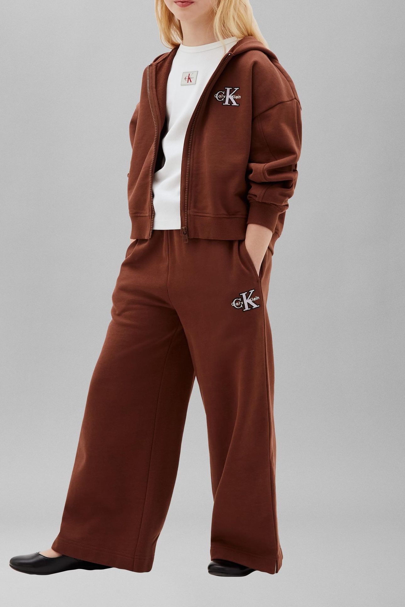 GIRLS MONOLOGO WIDE LEG SWEATPANT ROCKY ROAD 1