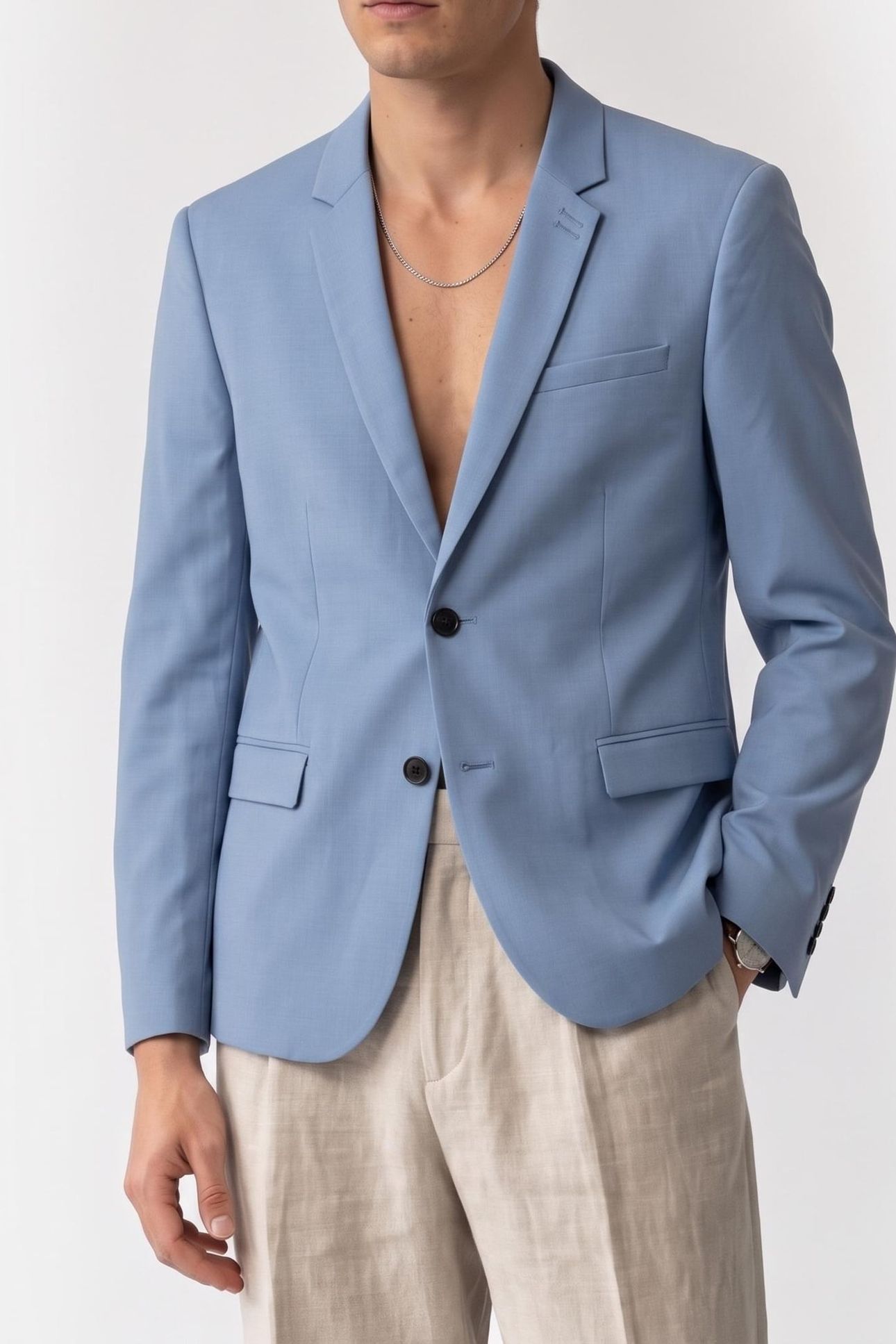 SUIT JACKET WITH CLASSIC COLLAR LIGHT BLUE 1