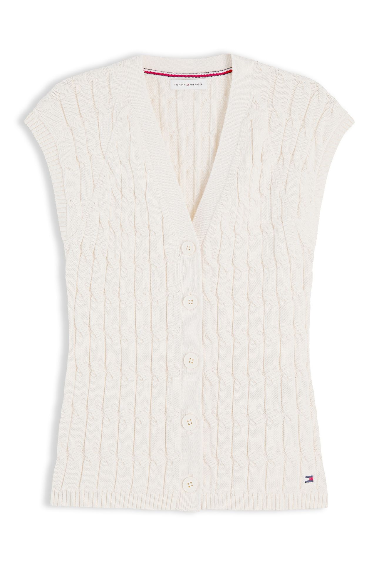 MID CABLE VEST CARDIGAN IVORY PETAL 4