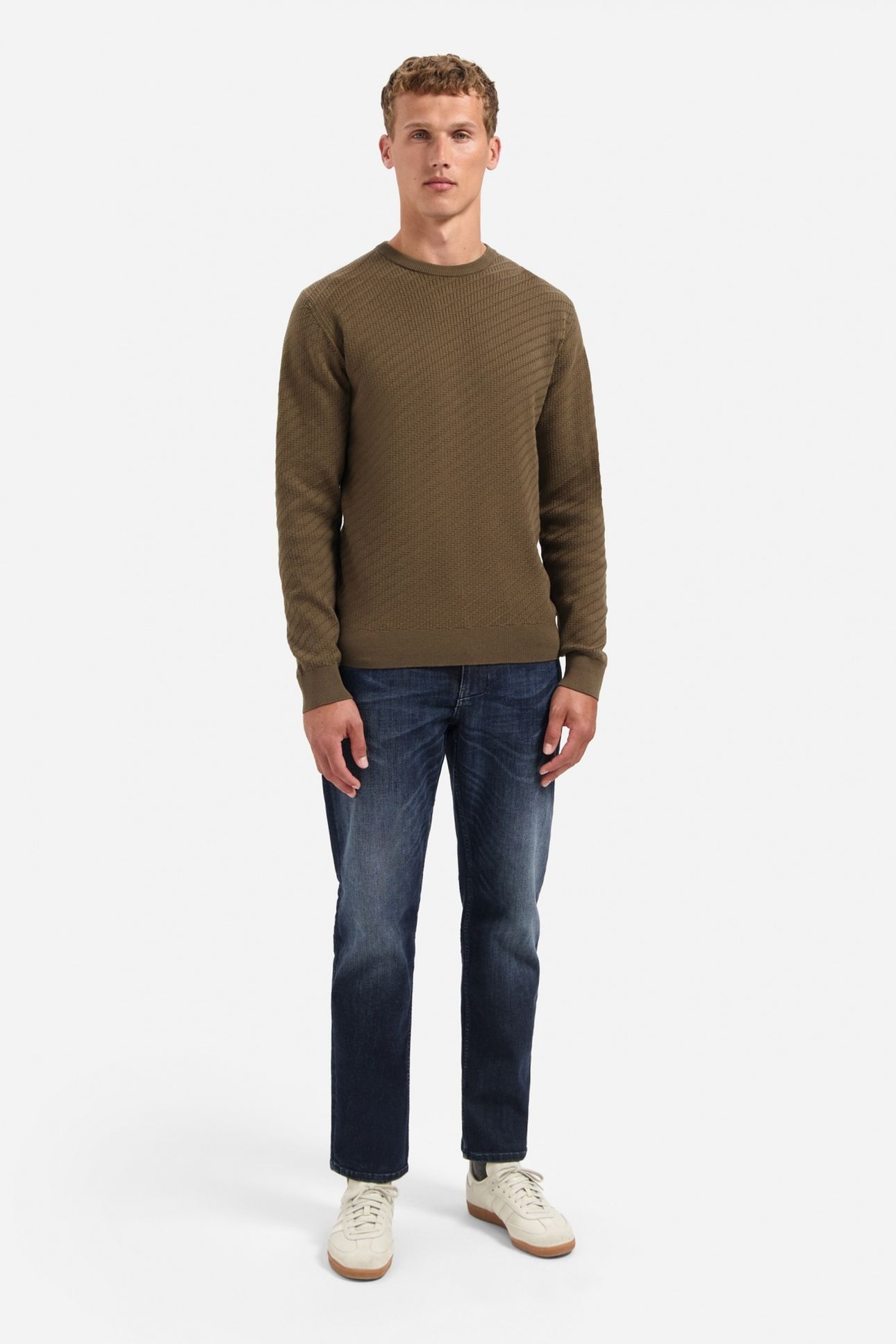 PULLOVER CREWNECK JACQUARD SOLID TAUPE 2