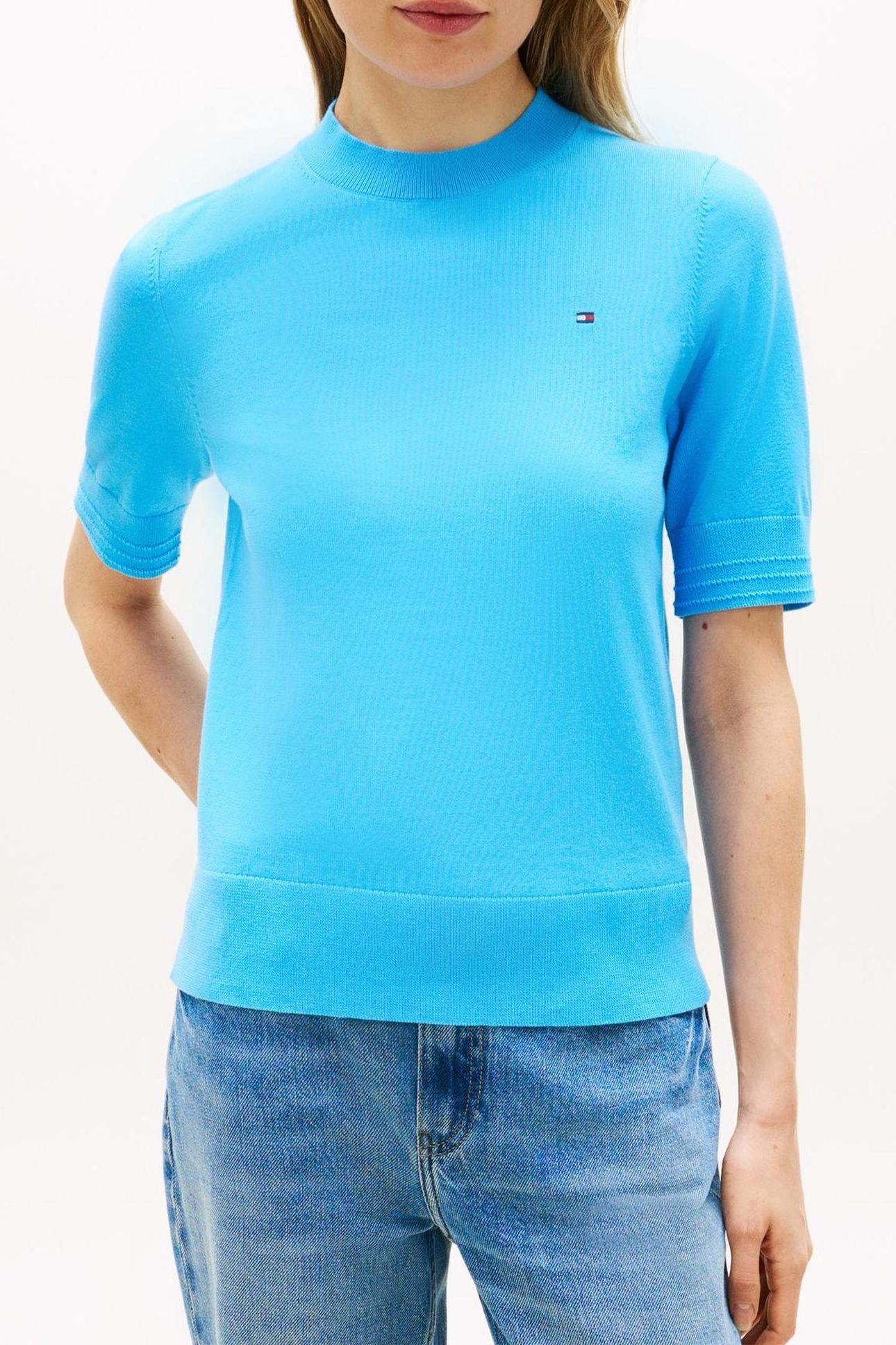 COTTON JERSEY FINE C-NECK FRIGID BLUE 3