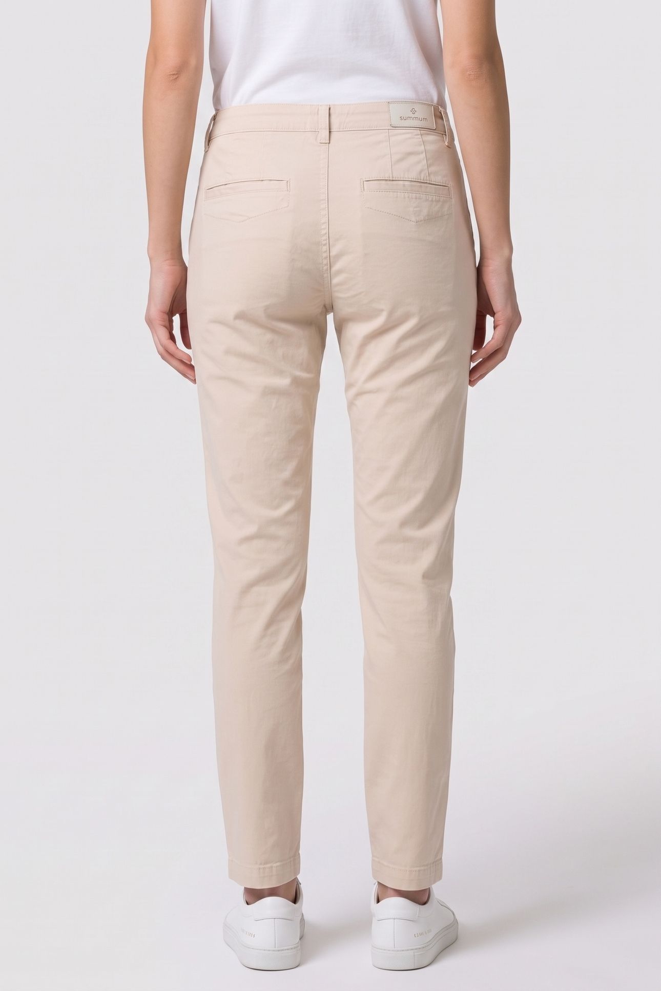 SLIM CHINO PEACH STRETCH SATEEN IVORY 2