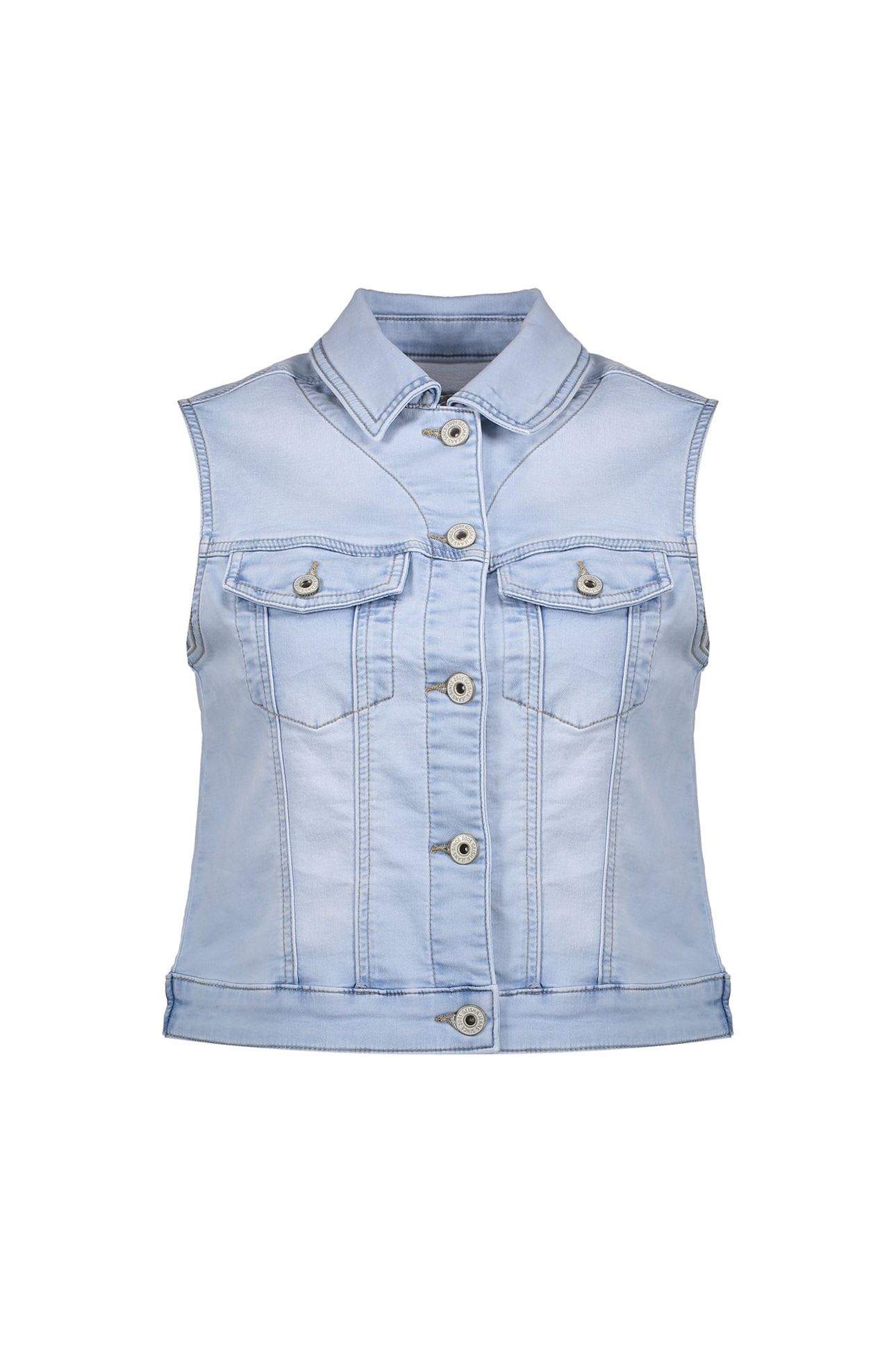 JEANS JACKET SLEEVELESS BLEACHED DENIM 1