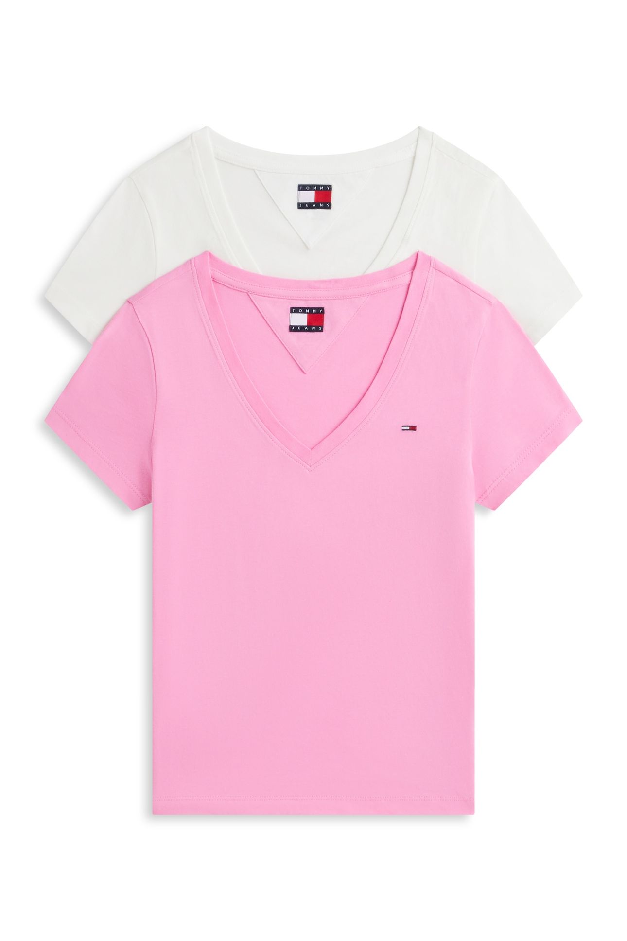 2-PACK V-NECK TEE ECRU/PINK DAISY 1