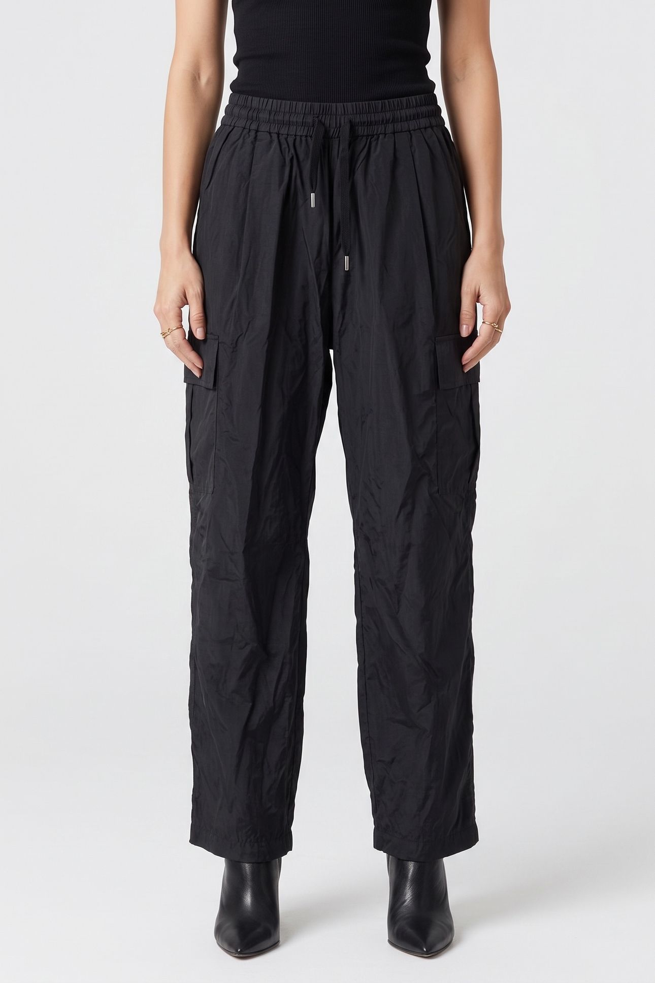 CARRIE TECH TAFFETA TROUSERS BLACK 1