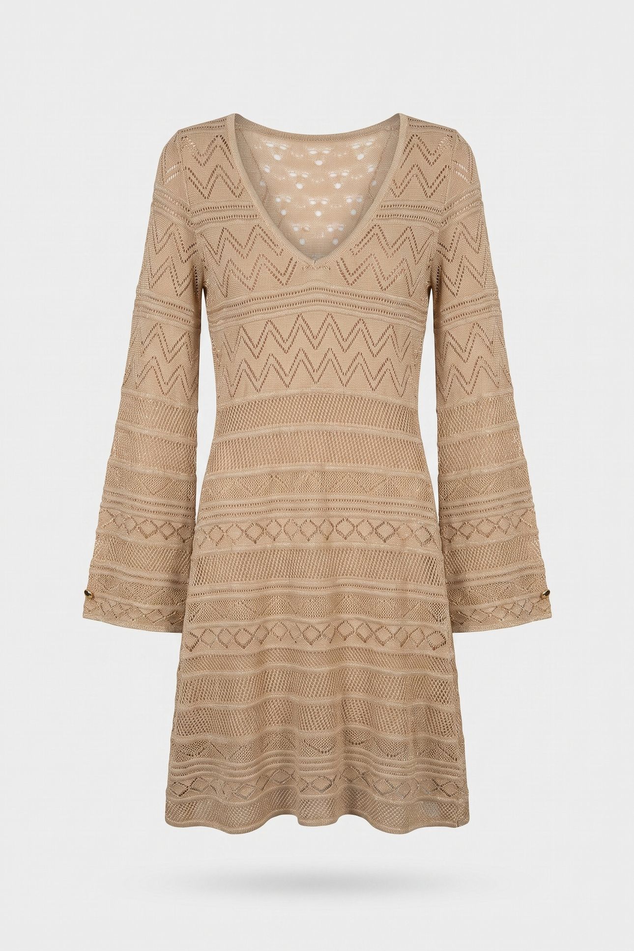 GUESS ECO NELLIE VN LS DRESS S GOLD LUREX 4