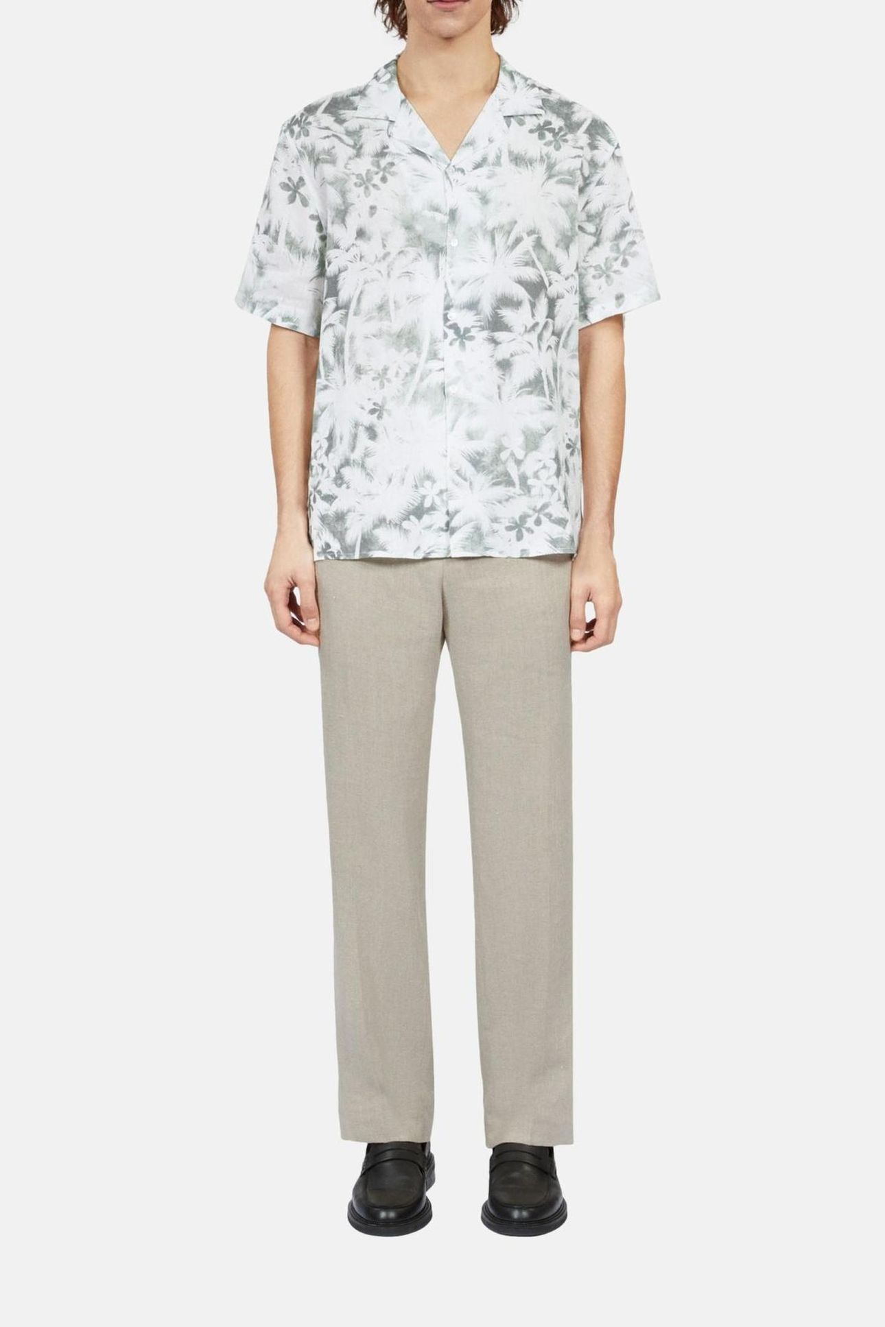 SHORT-SLEEVED SHIRT WITH SHARK COLLAR WHITE-KAKI 3