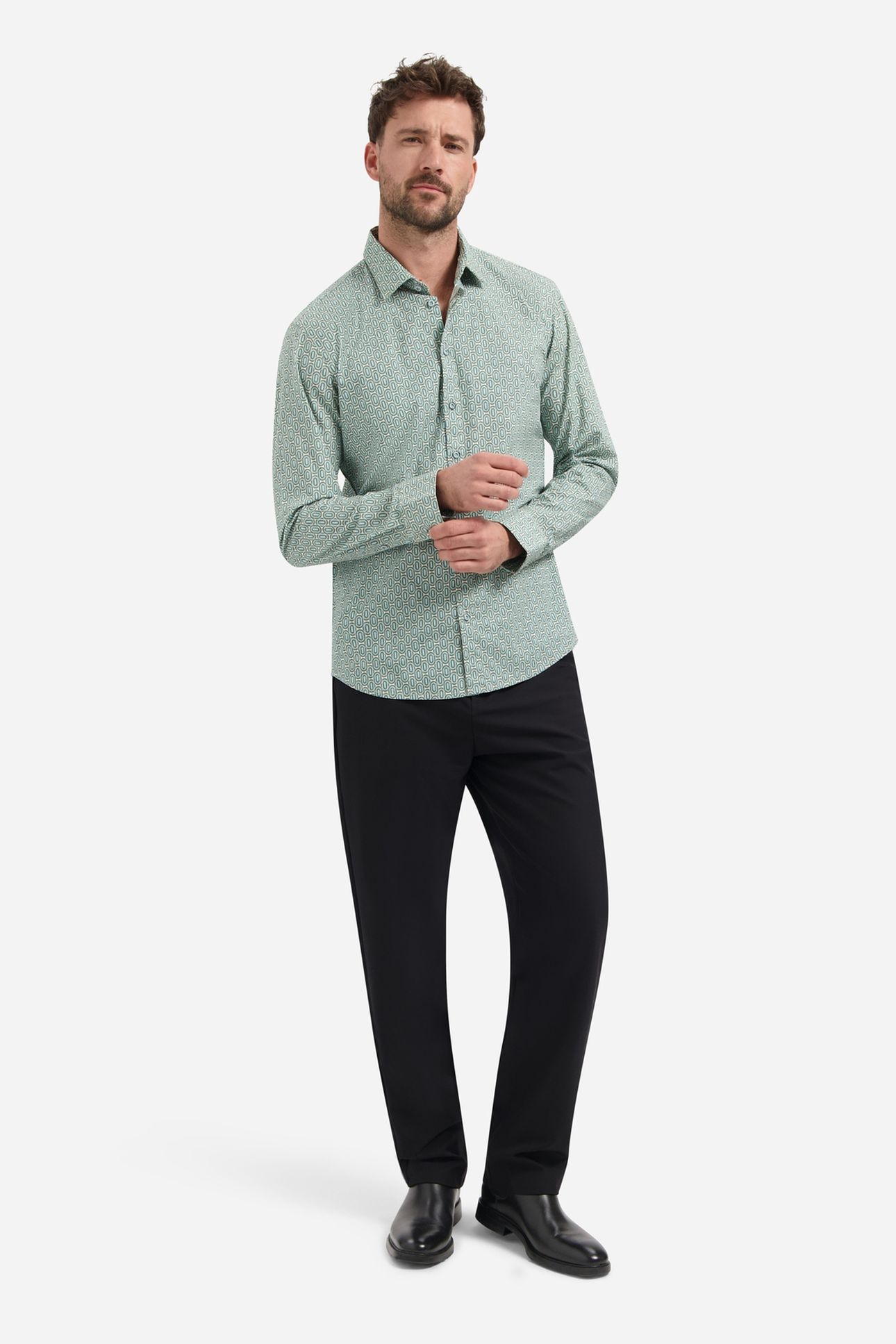 SHIRT STRETCH ALLOVER PRINTED SEABLUE 3