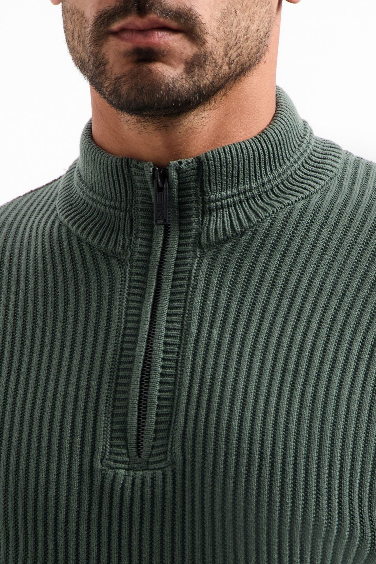 PULLOVER HALF ZIP RIB VARIATION DARK GREEN 7