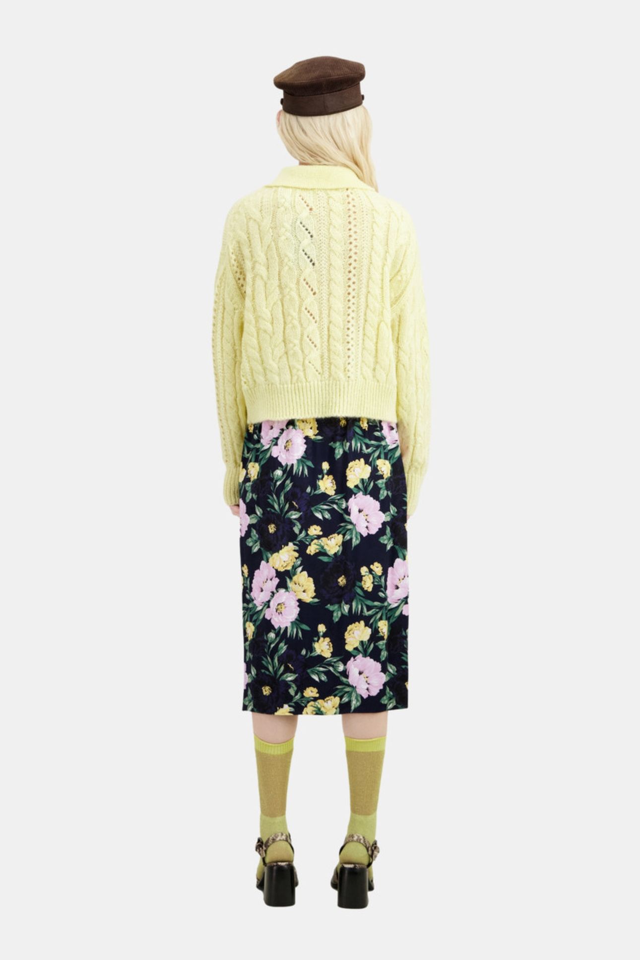 CABLE-STRANDED PACKED NECK SWEATER YELLOW 5