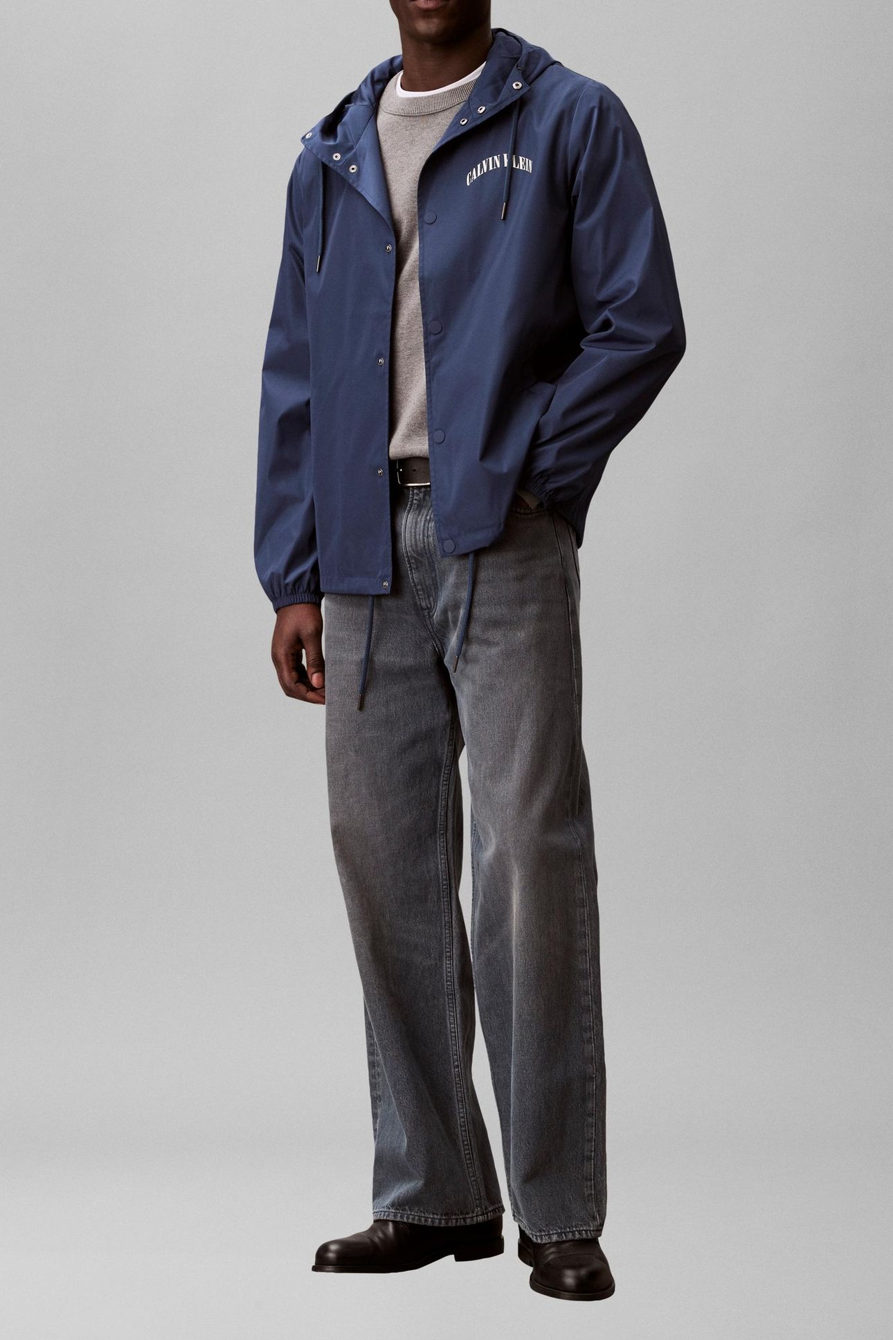 LONG SLEEVE GRAPHIC PRINT COACH JACKET DARK DENIM 3