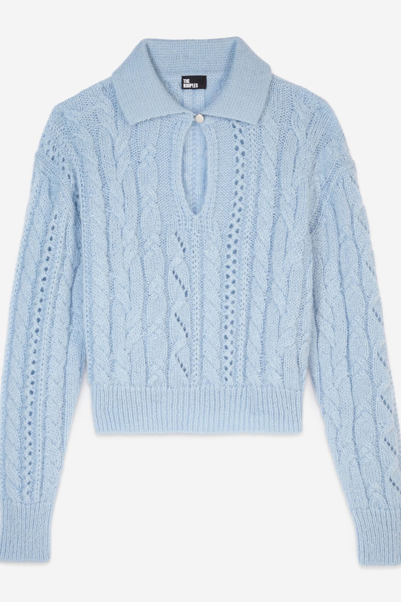 CABLE-STRANDED PACKED NECK SWEATER BLUE 5