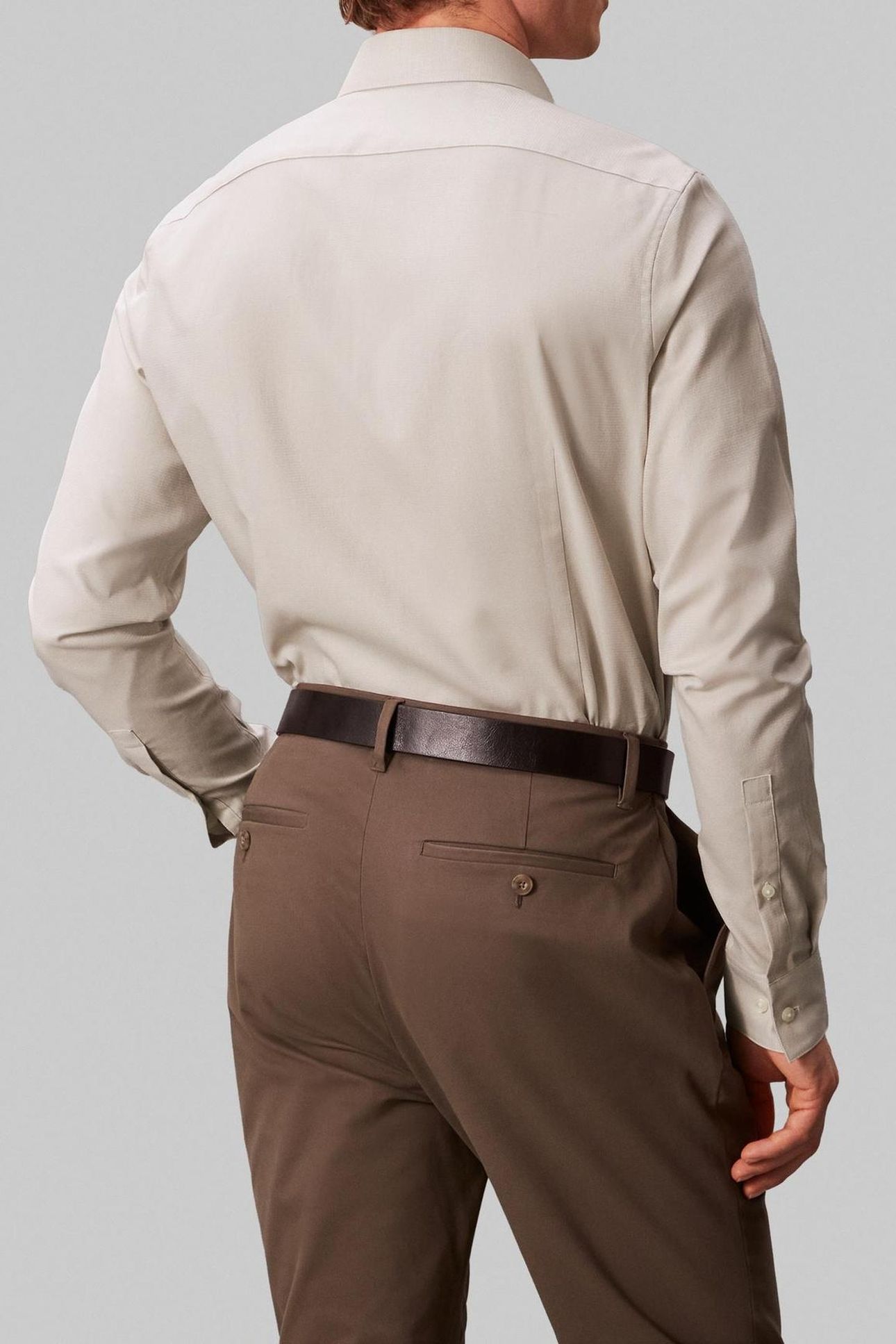 SLIM ESSENTIAL POPLIN SHIRT TAUPE 2