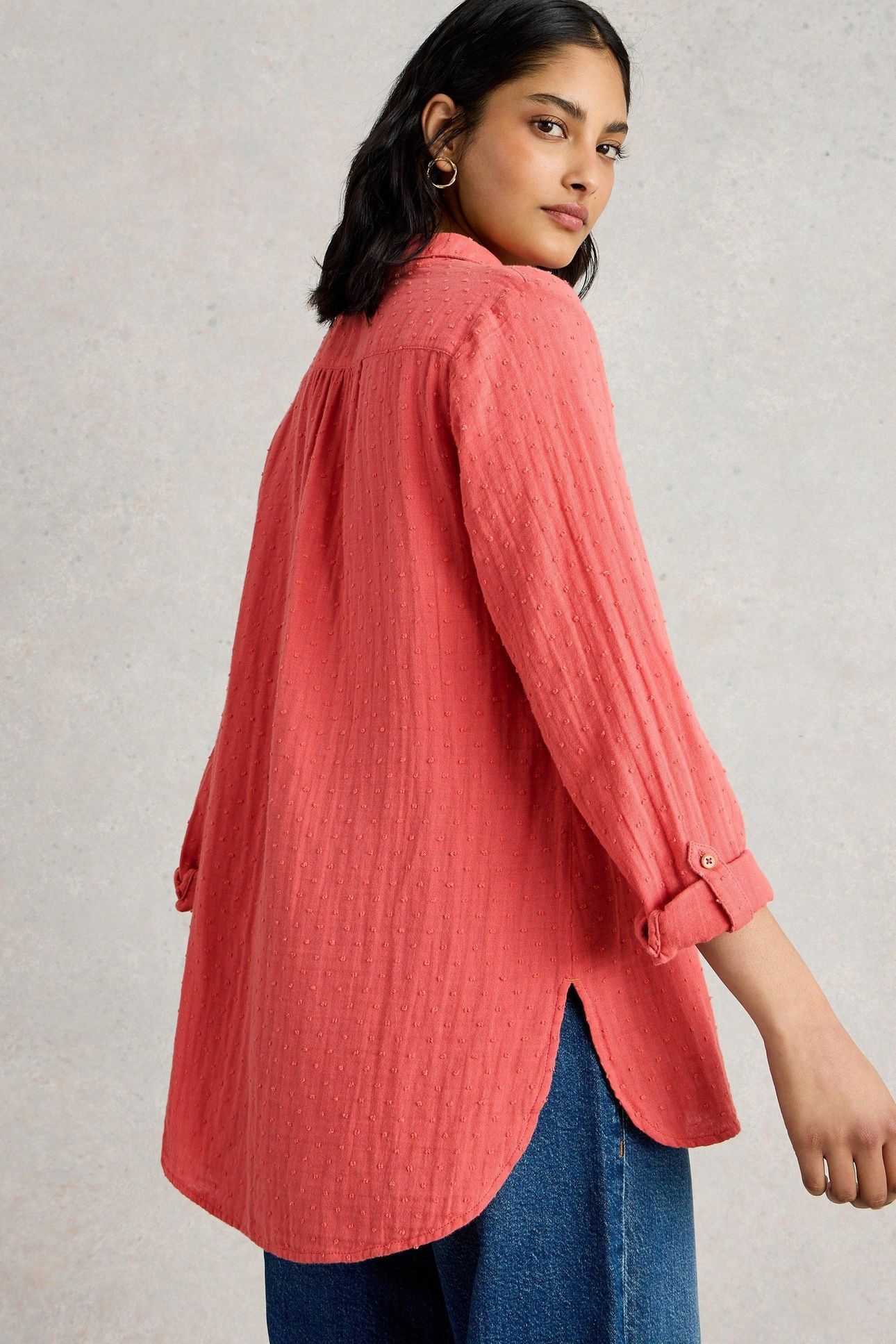 SOPHIE LONGLINE COTTON SHIRT MID PINK 3
