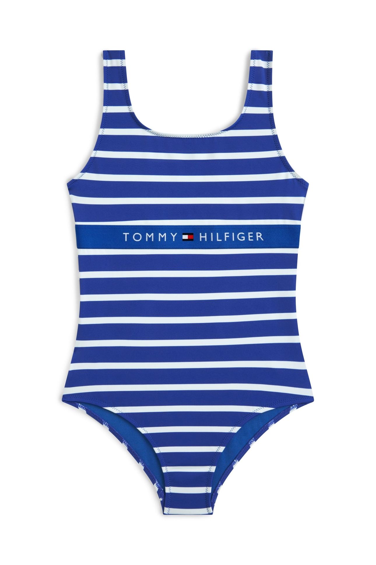GIRLS SQUARE NECK ONE PIECE BLUE ORBIT BRETON STRIPE 1