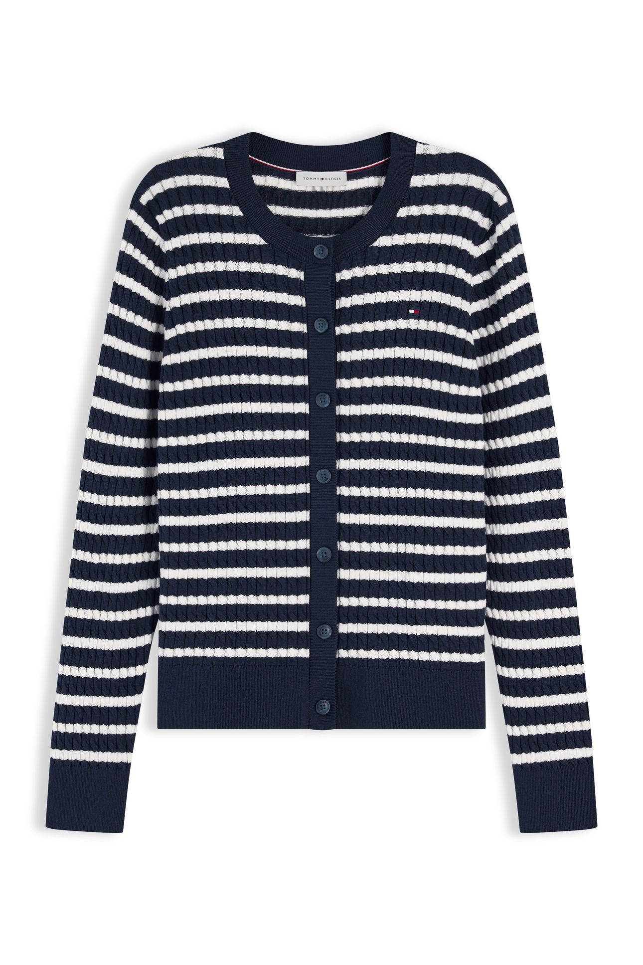 COTTON CABLE FINE LS DARK N NAVY/IVORY PETAL BRETON STP 4
