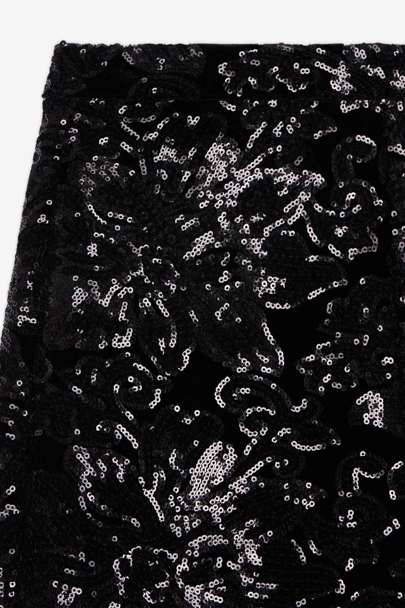 EMBROIDERED SEQUINED VELVET TROUSERS BLACK 5