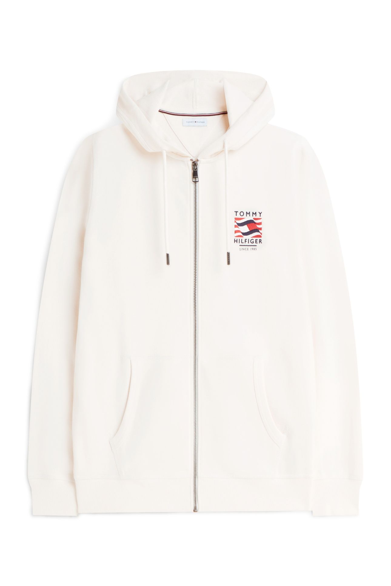 FLAG EMBROIDERY FRENCH TERRY ZIP-THRU HOODY IVORY PETAL 4