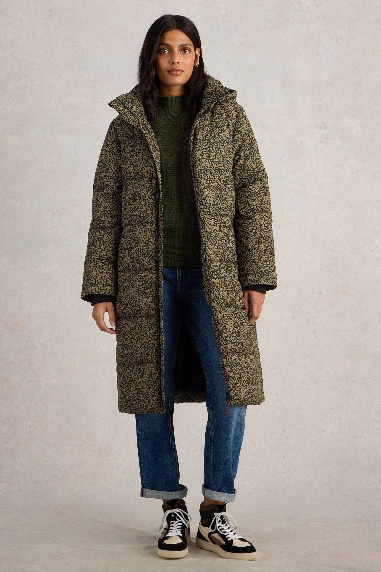 ELYSE QUILTED COAT BLACK PRINT 1