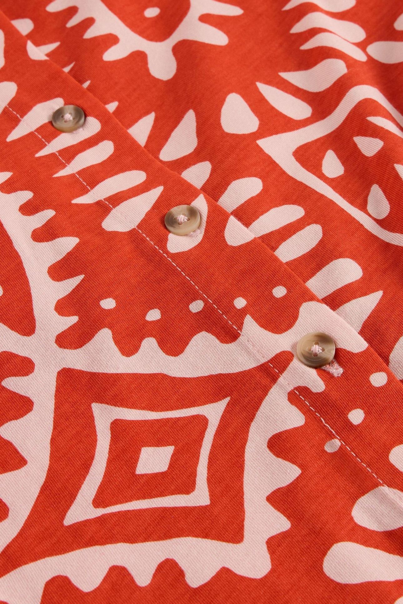 RUA JERSEY SHIRT DRESS RED PRINT 5