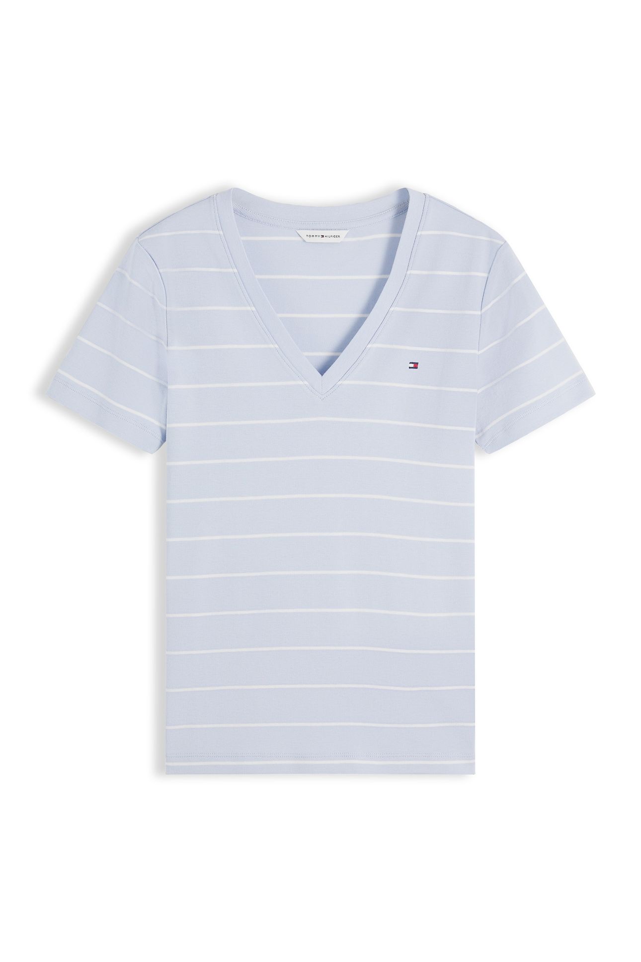 SLIM CODY V-NECK SS FINE BREEZY BLUE/ECRU 4
