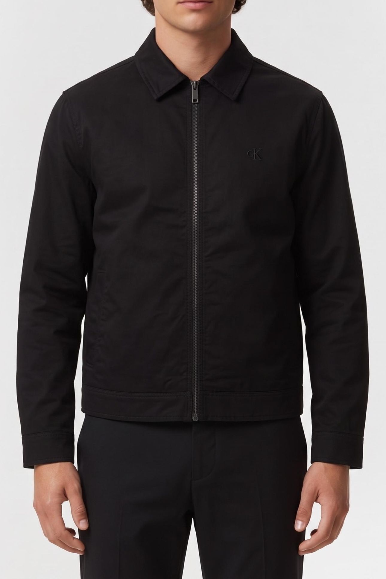 LONG SLEEVE PADDED COTTON ZIP JACKET BLACK 1