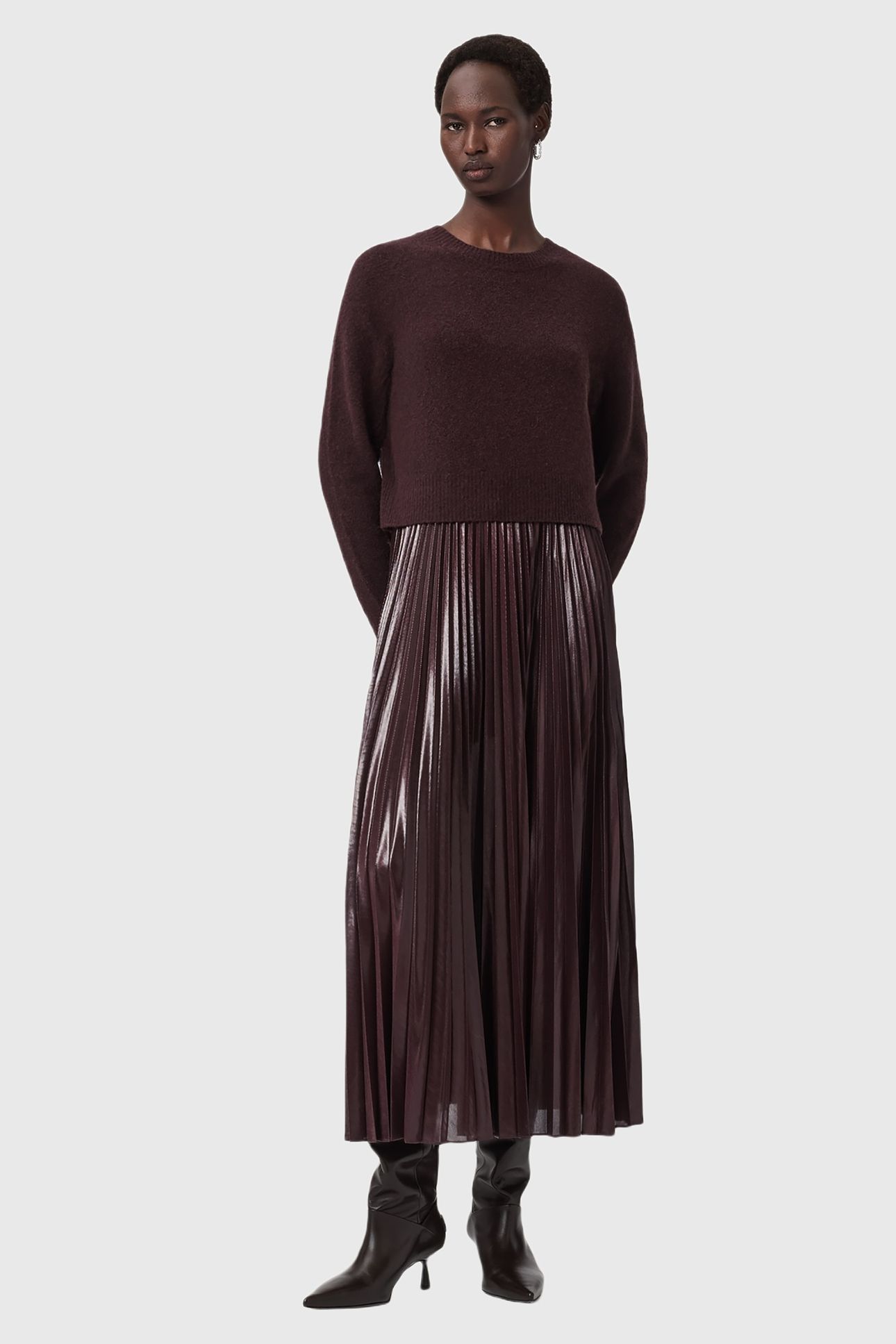 SPARK CREW DRESS OXBLOOD RED 5