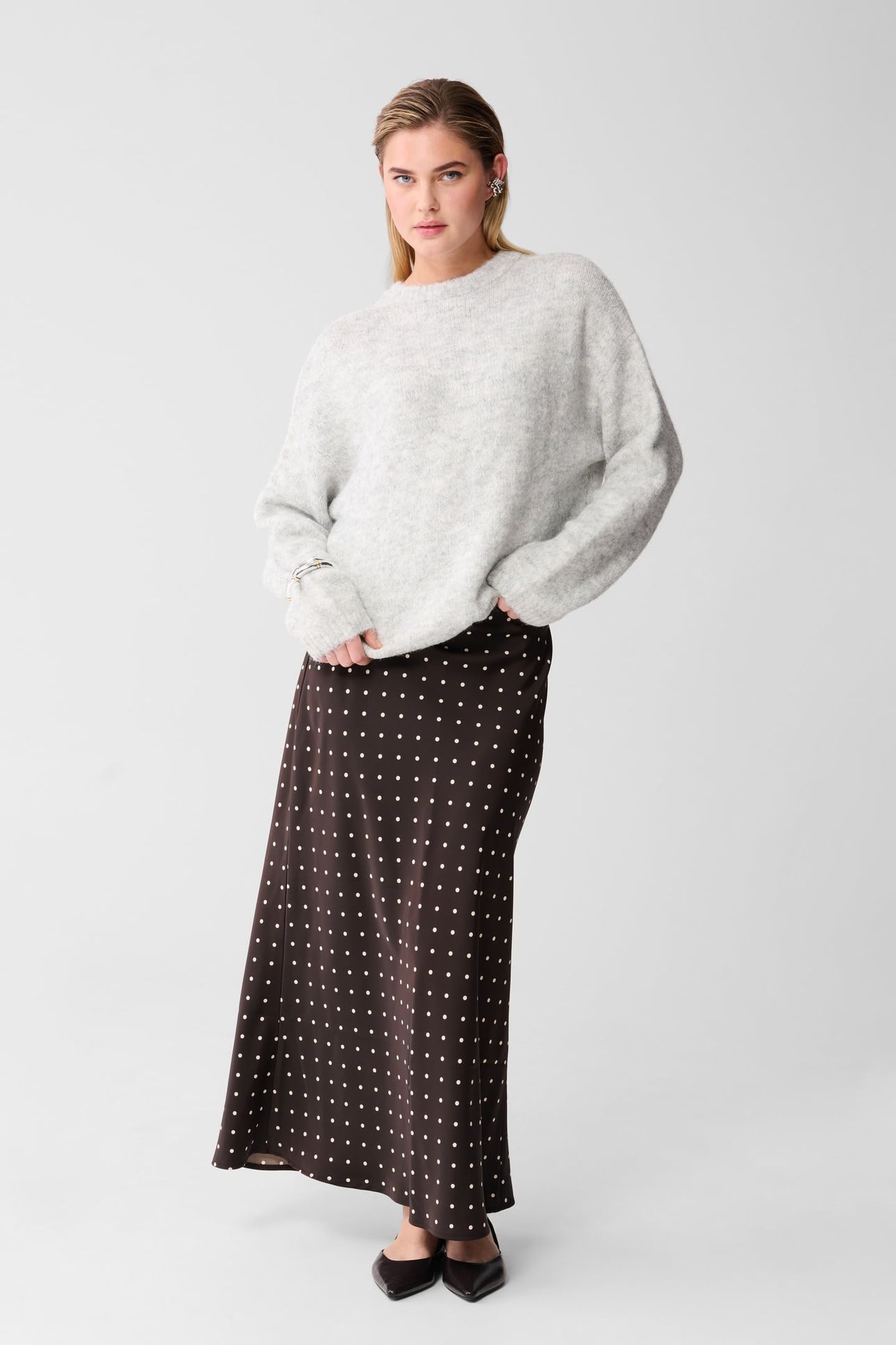 LM-SBPOLKA SLEEK SKIRT DARKBROWN 1