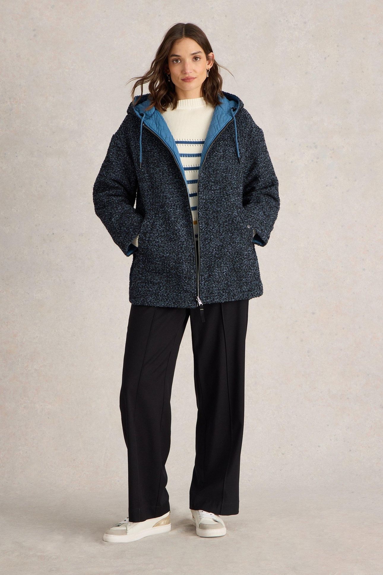 MARIELLA REVERSIBLE COAT BLUE MULTI 1