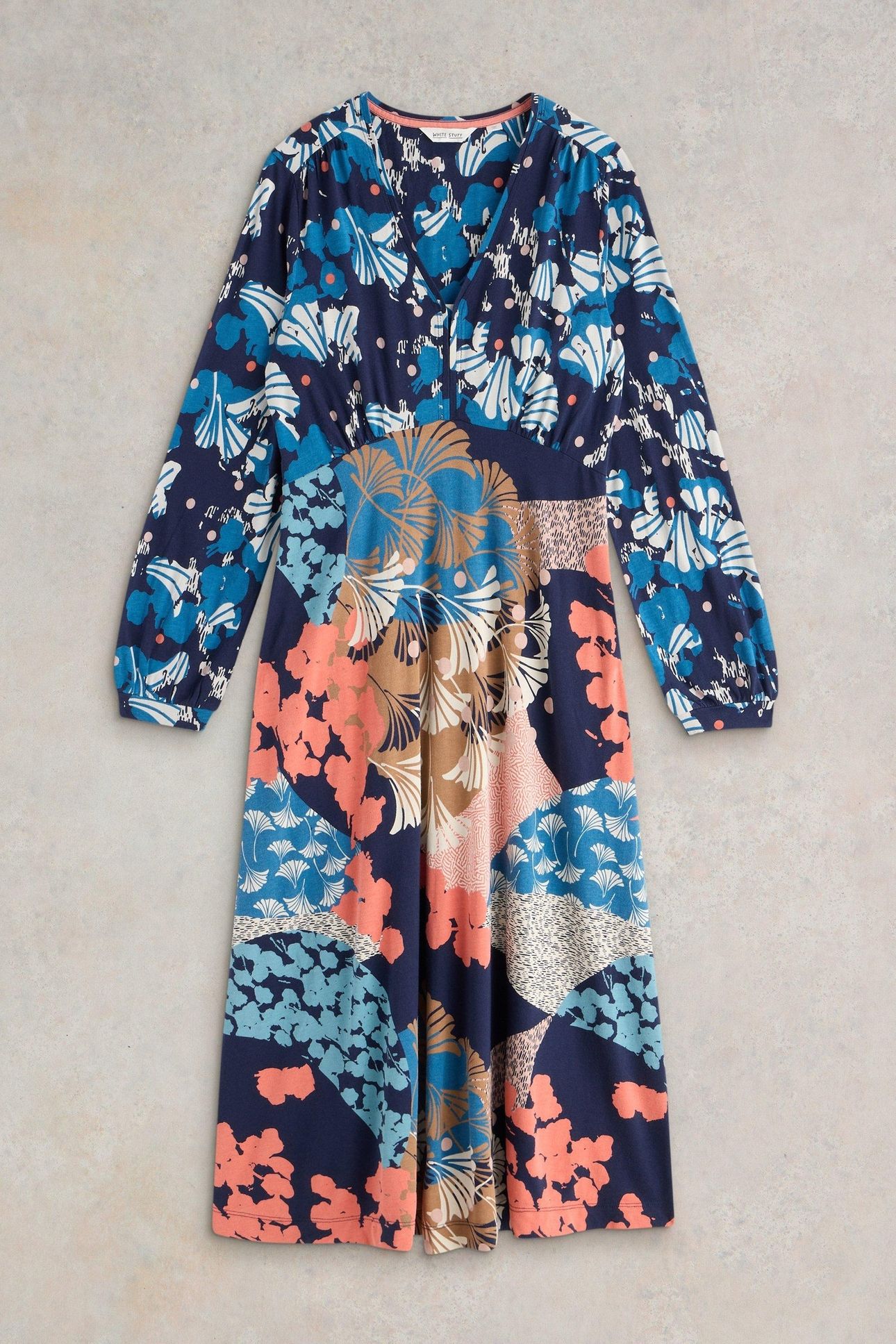 MEGAN JERSEY DRESS NAVY MULTI 4