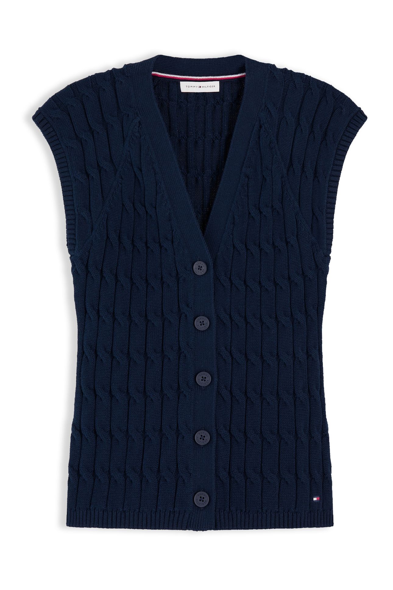 MID CABLE VEST CARDIGAN DARK NIGHT NAVY 4