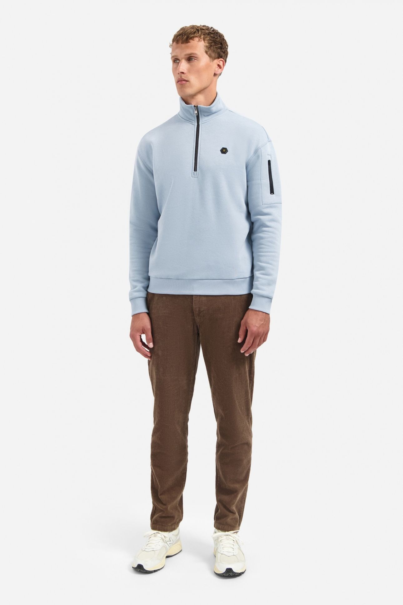 SWEATER HALF ZIP BRUSHED DUSTY BLUE 2
