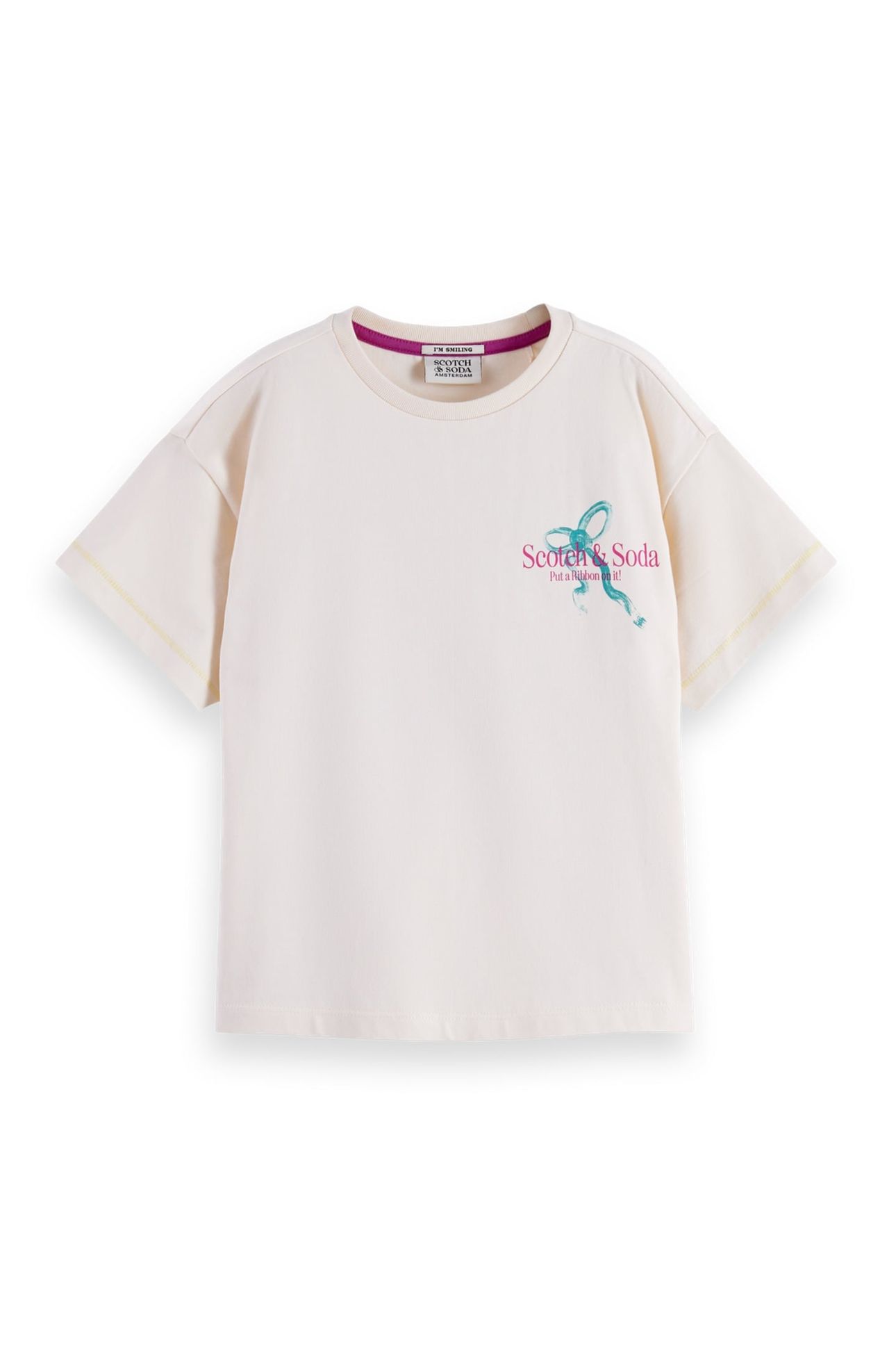 GIRLS LOOSE-FIT T-SHIRT WITH FRONT AND BACK ARTWORK EGGNOG 1