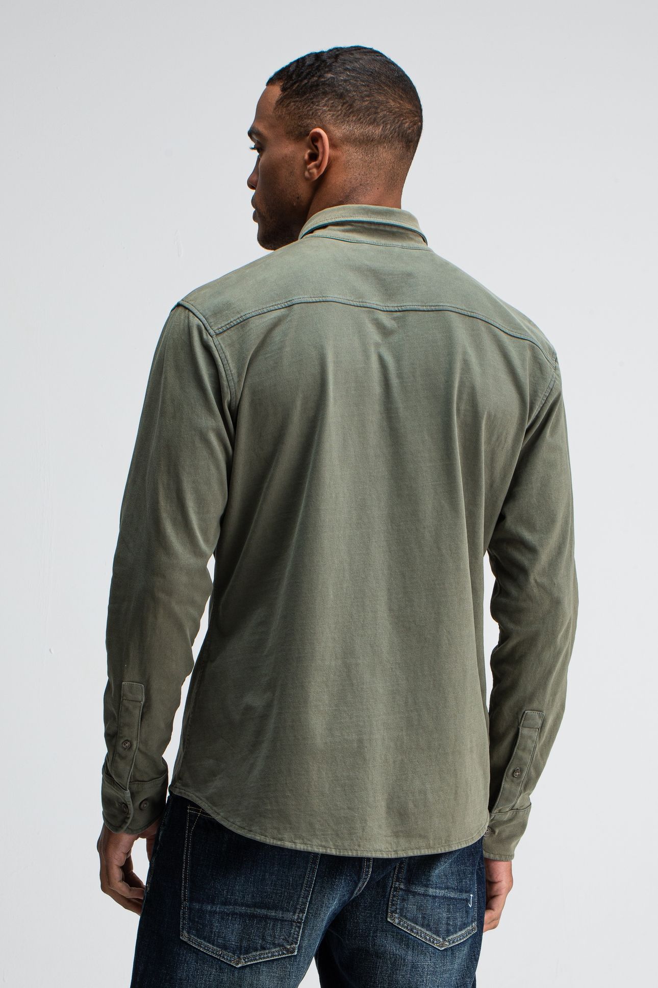 AIDAN PEACHED JERSEY SHIRT DK. GRANITE GREEN 2
