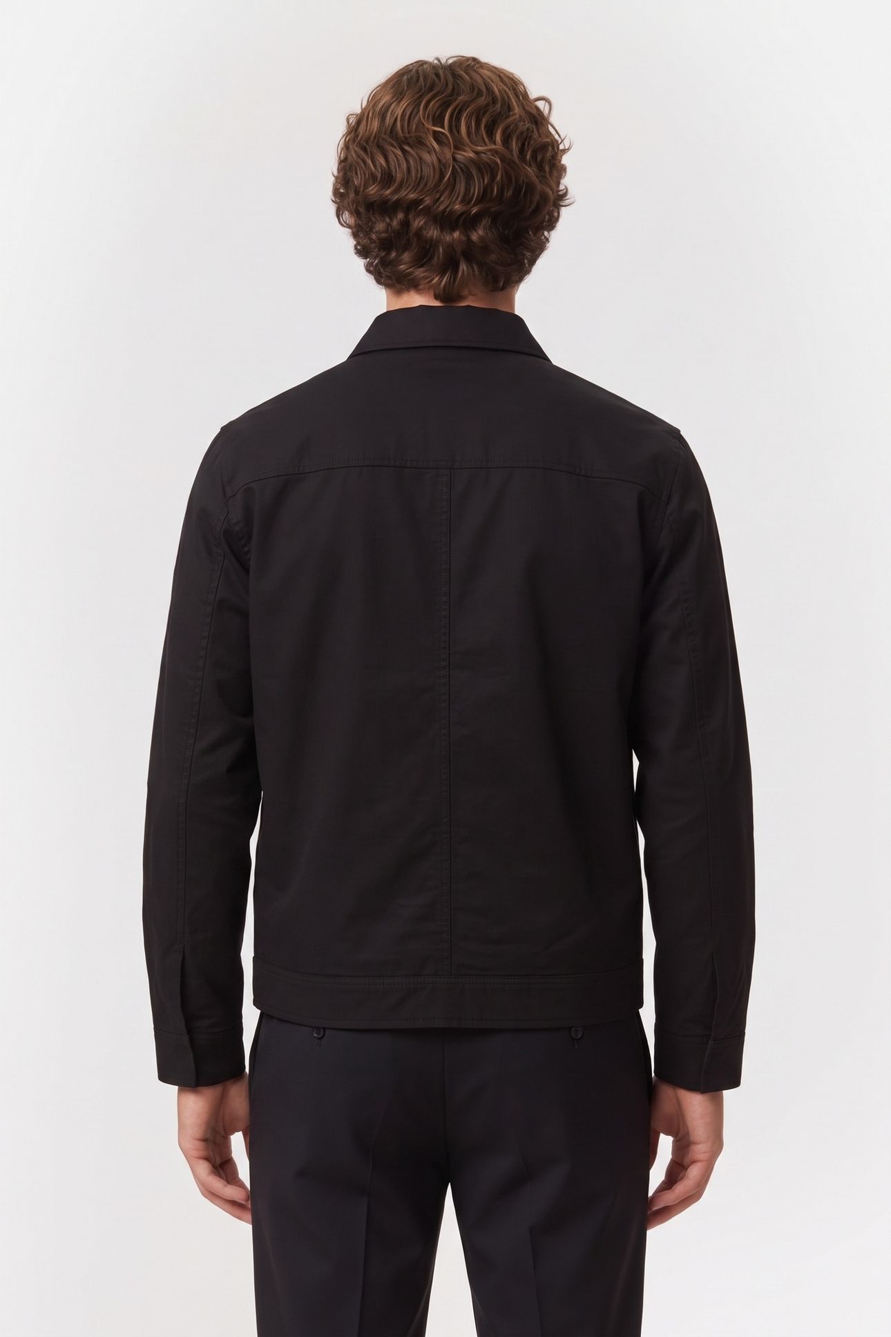 LONG SLEEVE PADDED COTTON ZIP JACKET BLACK 2