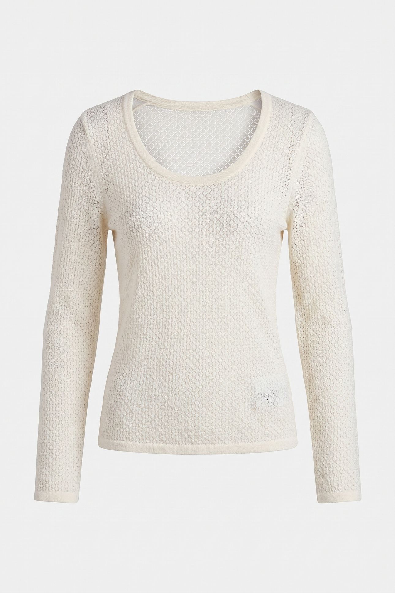 BOUCLE POINTELLE LONG SLEEVE TOP TOFU 3