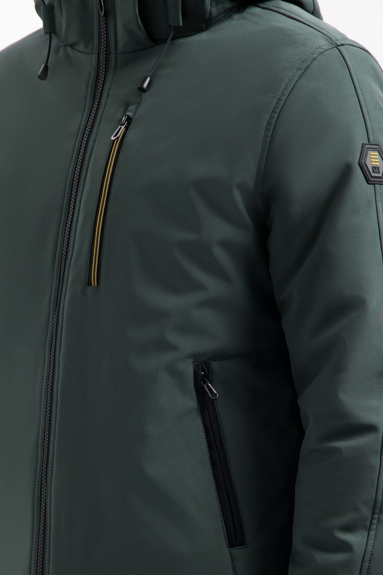 JACKET SHORT FIT HOODED SOFTSHELL STRETCH DARK STEEL 7