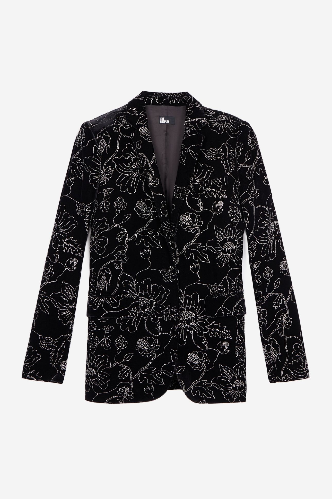 CLASSIC COLLAR SUIT JACKET IN VELVET WITH GLITTERS BLACK 4