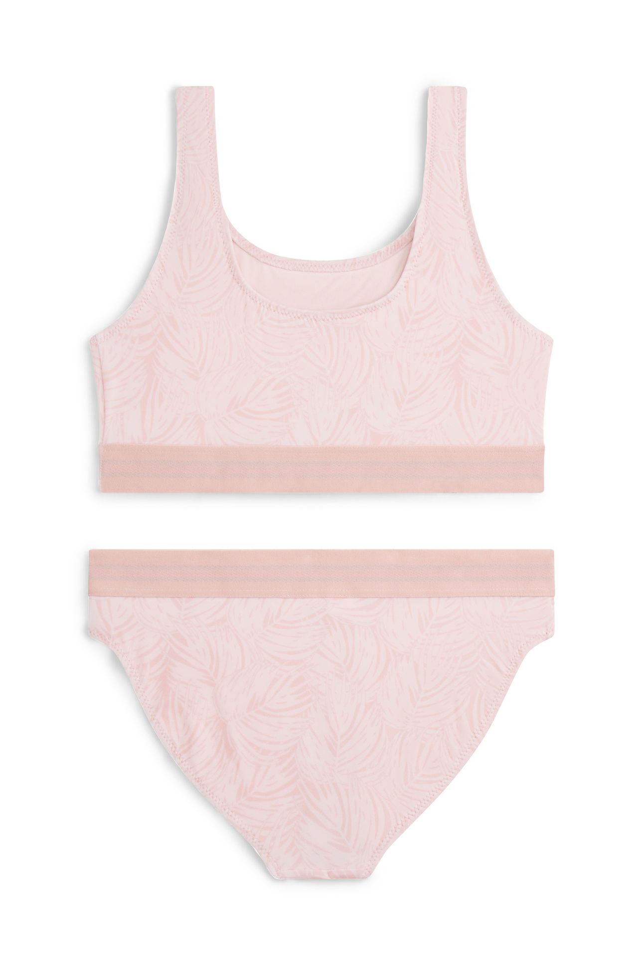 GIRLS BRALETTE SET PRINT PALM LEAF PINK 2