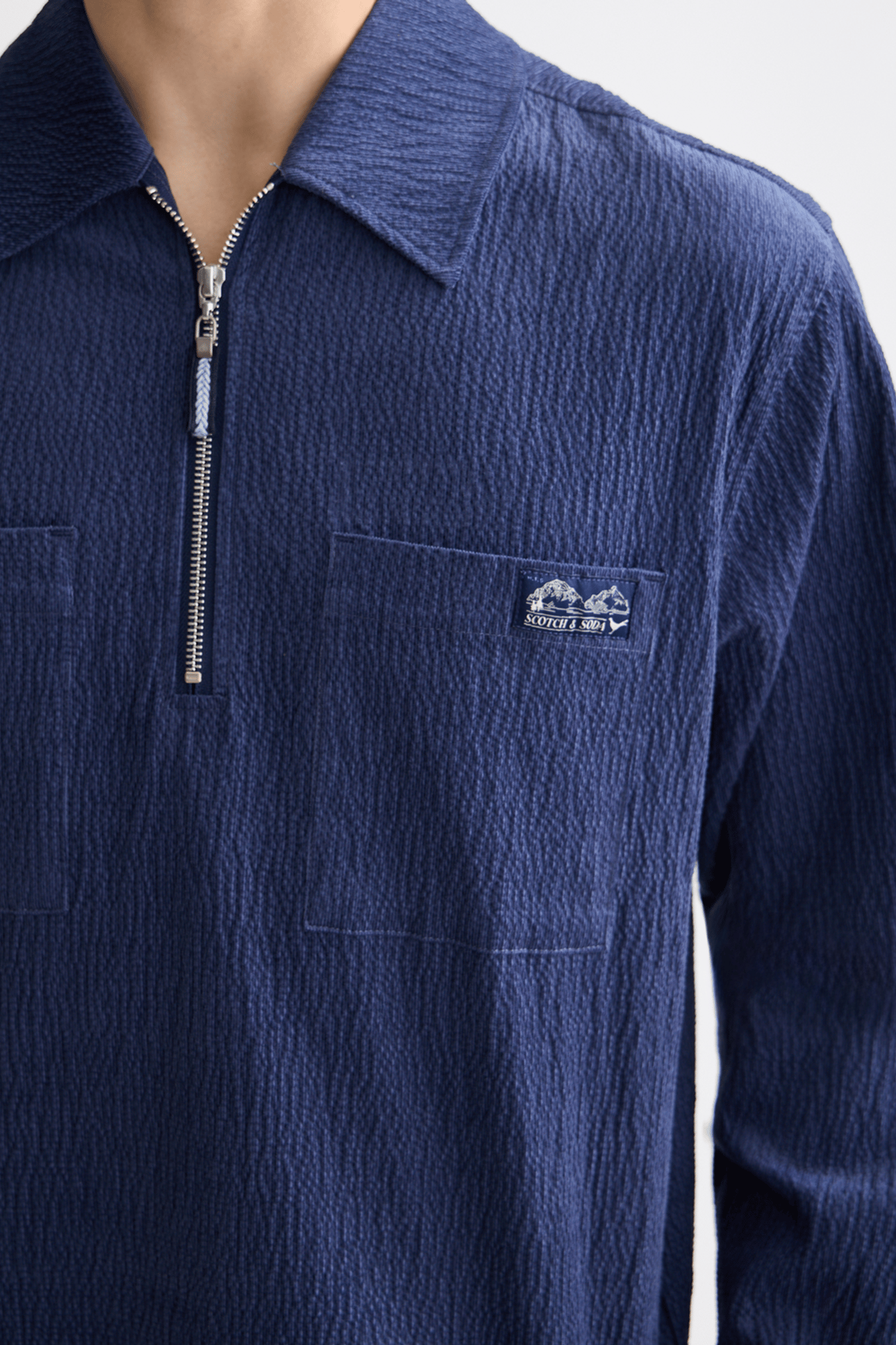 1/4 ZIP CORDUROY SHIRT PEACOAT 7