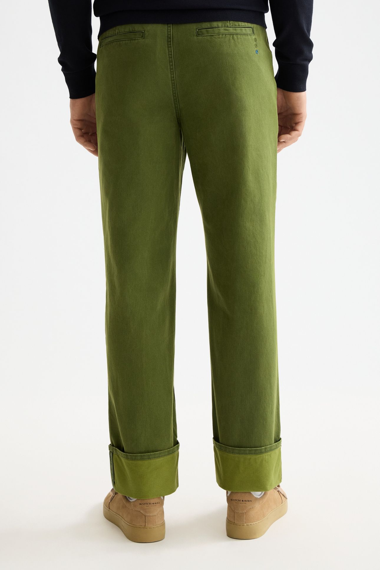 CLARKE- WASHED COTTON-BLEND HERRINGBONE STRAIGHT FIT CHINO C 3
