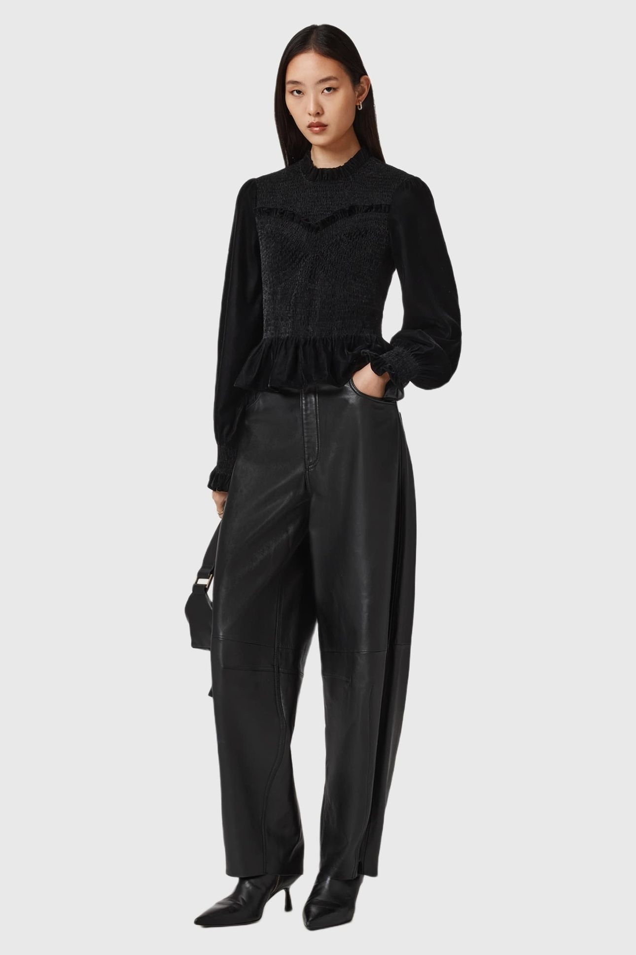 JUNO SHIRRED TOP VELVET BLACK 3