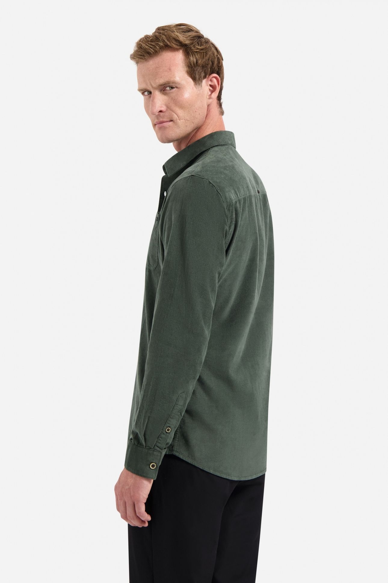SHIRT SOLID FINE HERRINGBONE DARK GREEN 4