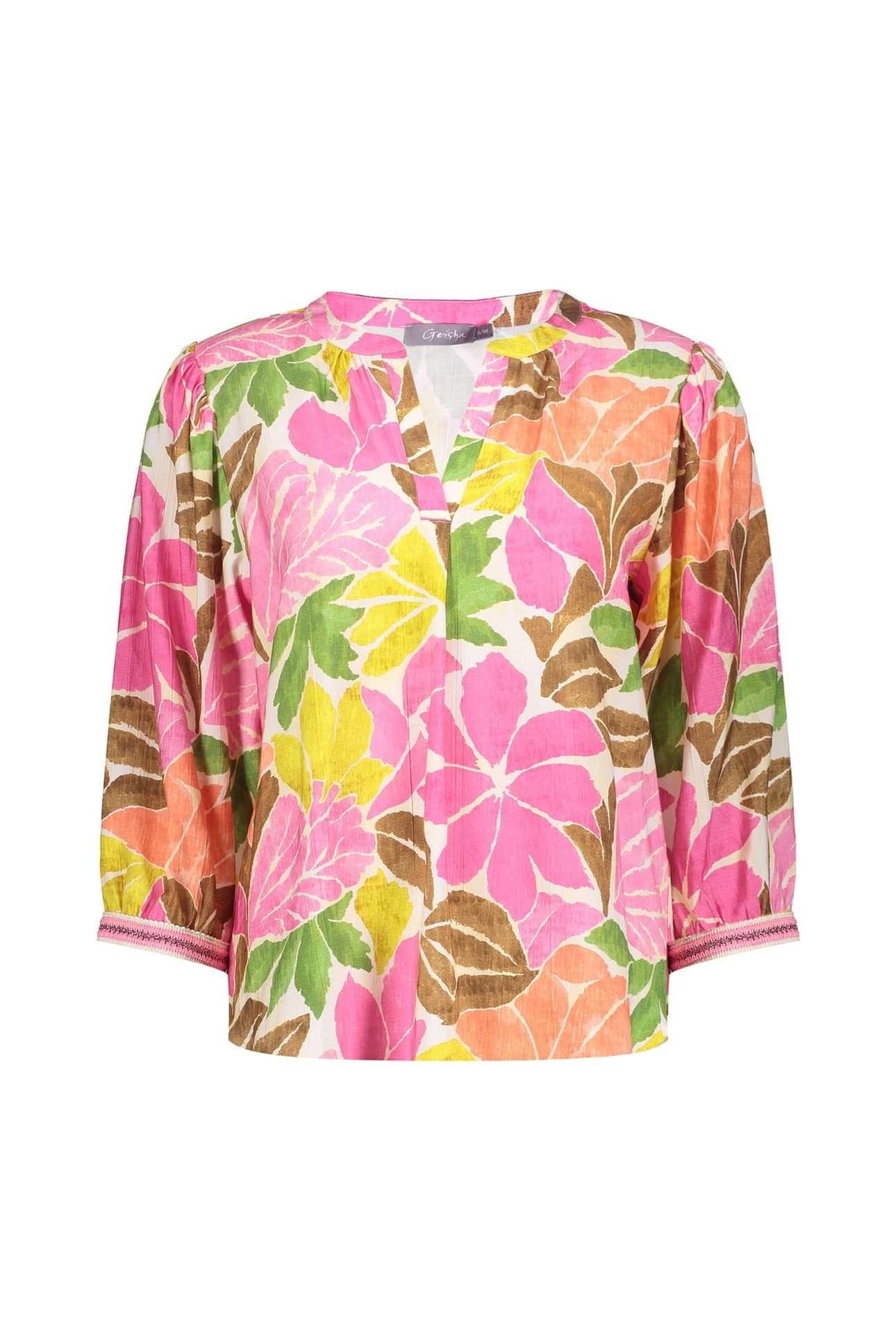 BLOUSE ECRU/TOBACCO/PINK 1