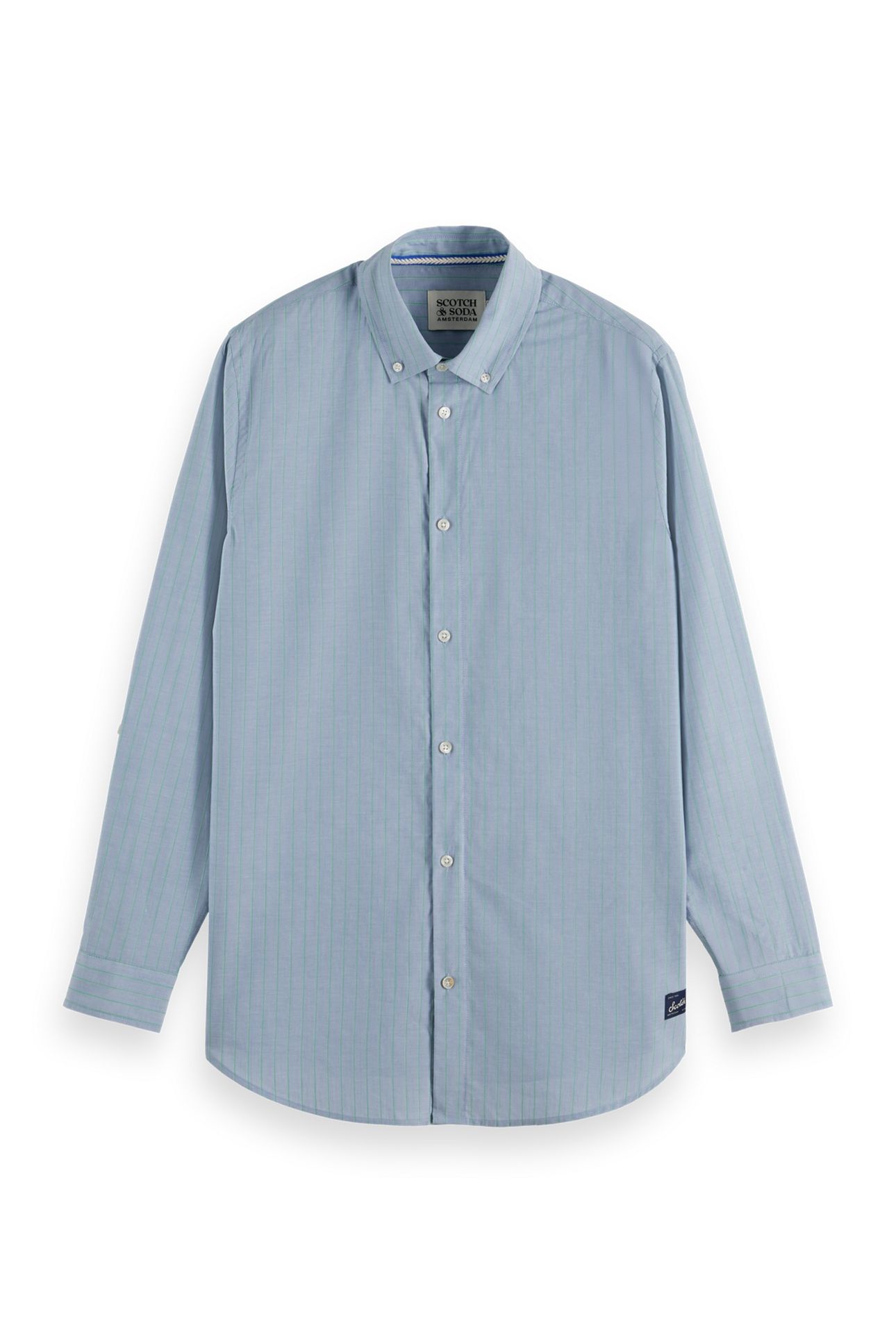 YARN-DYED STRIPE SHIRT FADED DENIM / GREEN SPRUCE STRIPE 4