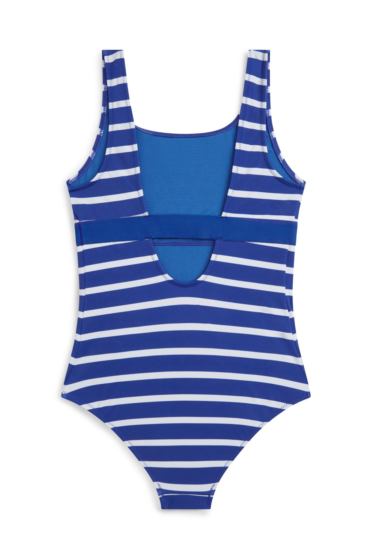 GIRLS SQUARE NECK ONE PIECE BLUE ORBIT BRETON STRIPE 2
