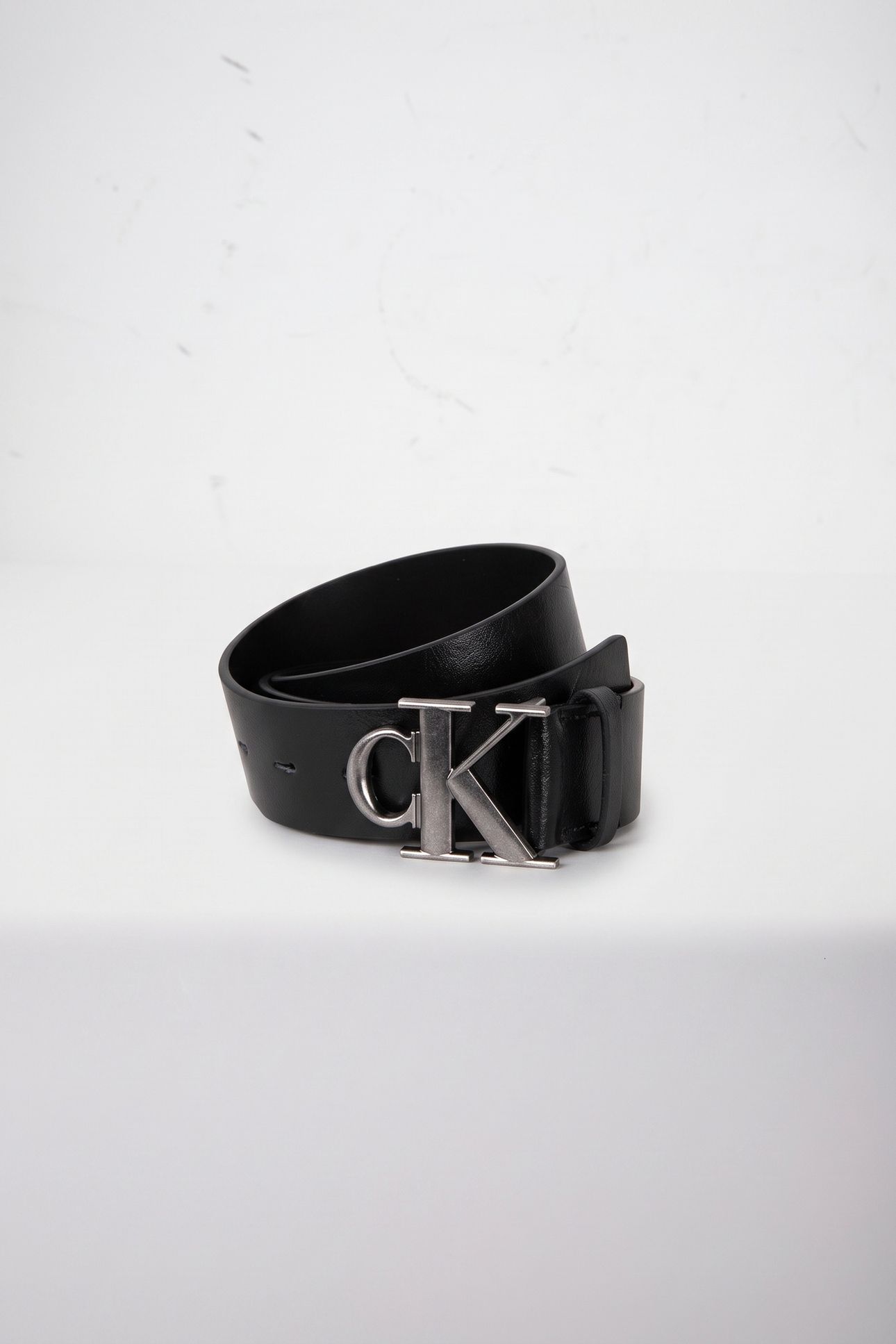 CK BUCKLE 40MM FIXED BELT BLACK/ANTIQUE SILVER 3