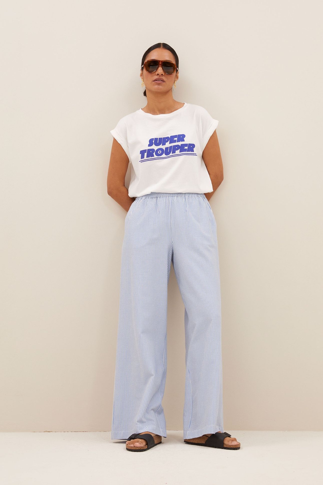 RANDY STRIPE PANTS BLUE SEER STRIPE 2